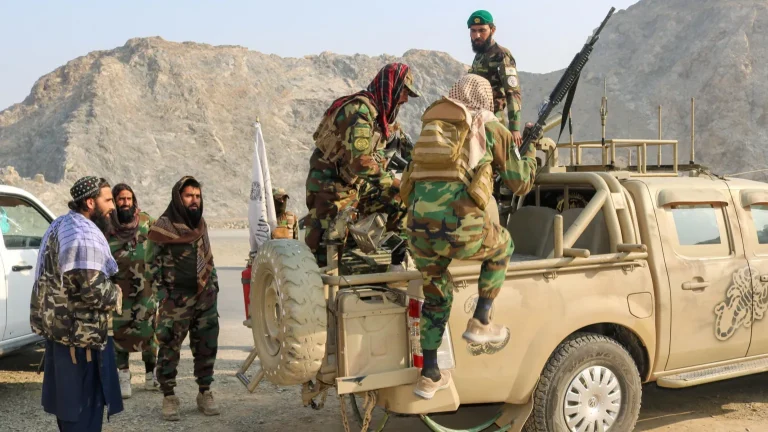 Reuters Taliban soldiers carry a rocket launcher in a vehicle, following exchanges of fire between Pakistan and Afghanistan forces, near Torkham border in Afghanistan