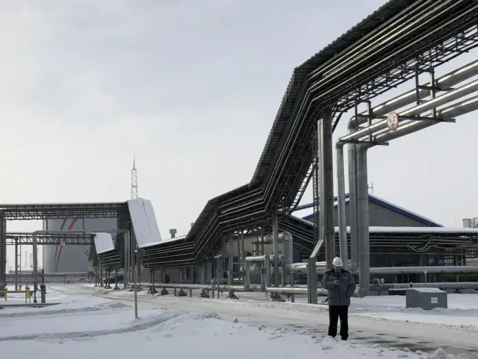 An oil storage tank of Russian oil pipeline monopoly Transneft is pictured at the Baltic Sea port of Ust-Luga, Russia