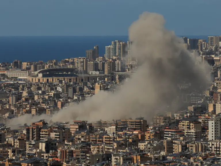 Smoke rises after an Israeli airstrike