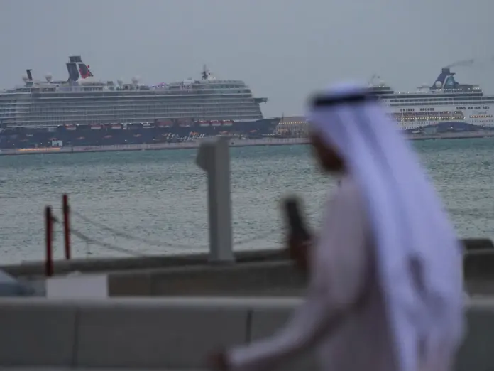 Cruise ships docked at Doha Old Port cruise terminal in Doha, Qatar