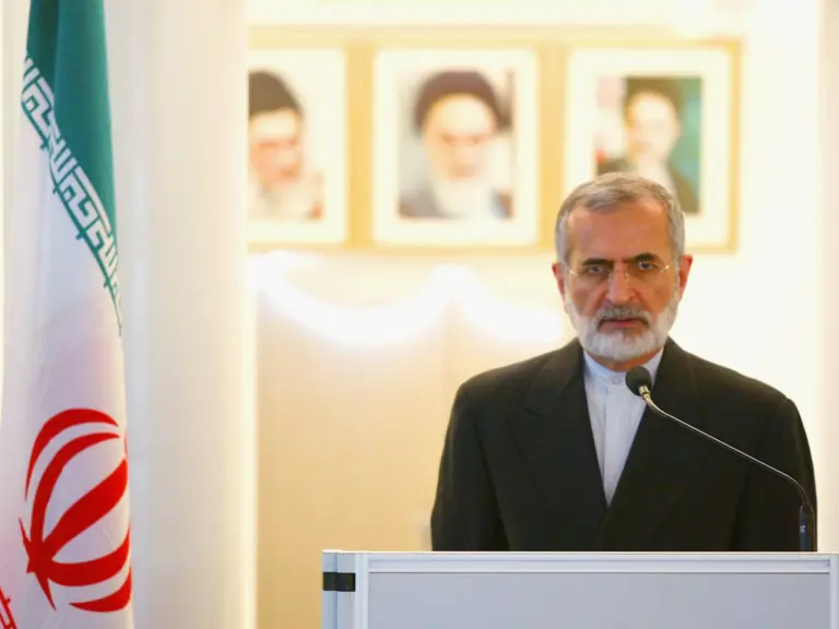 SEOUL, SOUTH KOREA - JUNE 1: Iranian Foreign Minister Kamal Kharazi talks to reporters during a press conference at the Iranian embassy on June 1, 2004 in Seoul, South Korea. Kharazi paid a courtesy call on the South Korean president and held talks with officials during the second day of his two-day trip which started on Monday May 31, 2004. (Photo by Chung Sung-Jun/Getty Images)