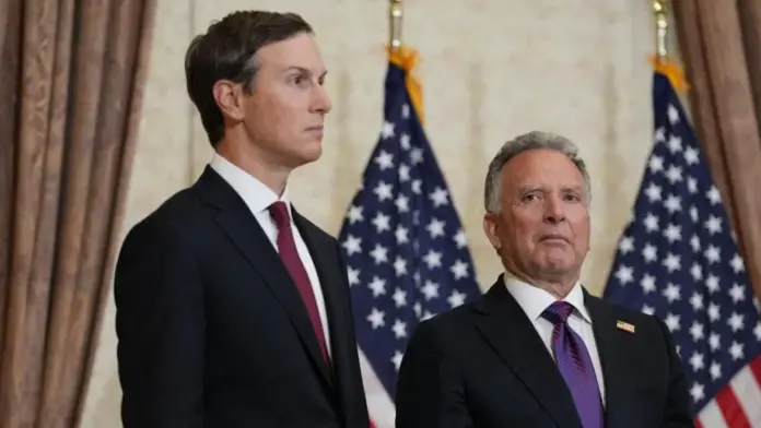 Reuters (From left to right): Jared Kushner, US President Donald Trump's son-in-law, and US special envoy Steve Witkoff. Photo: 12 April 2026