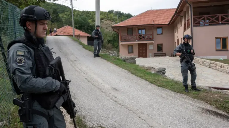 Police officers secure a street.