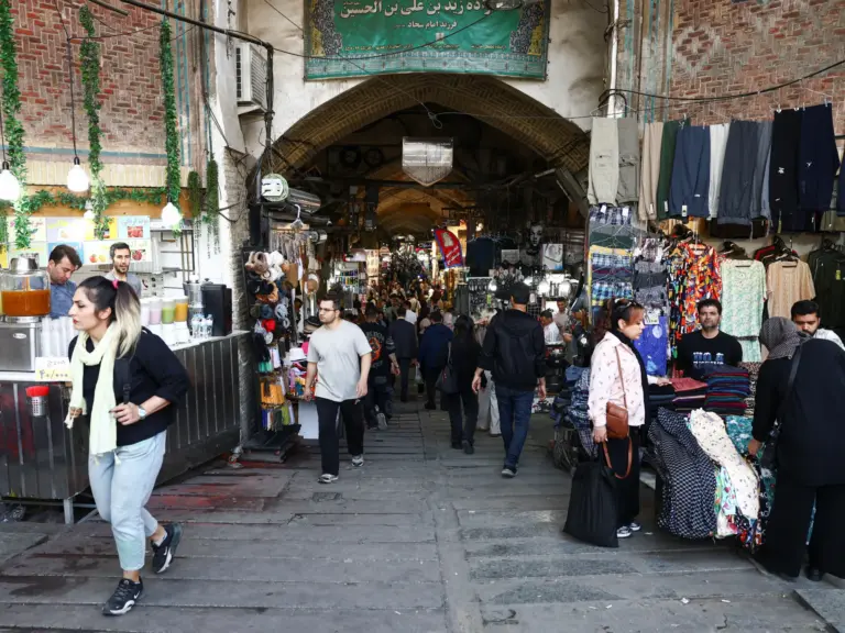 People walk in Tehran Bazaar, amid a ceasefire between U.S. and Iran, in Tehran, Iran, April 21, 2026. Majid Asgaripour/WANA (West Asia News Agency) via REUTERS ATTENTION EDITORS - THIS PICTURE WAS PROVIDED BY A THIRD PARTY