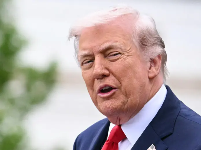 US President Donald Trump speaks during an arrival ceremony on the South Lawn of the White House in Washington, DC, on April 28, 2026. (Photo by Jim WATSON / AFP)