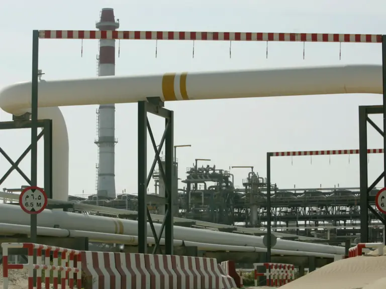 A view of natural gas wells at the Habshan gas facility in Abu Dhabi, UAE