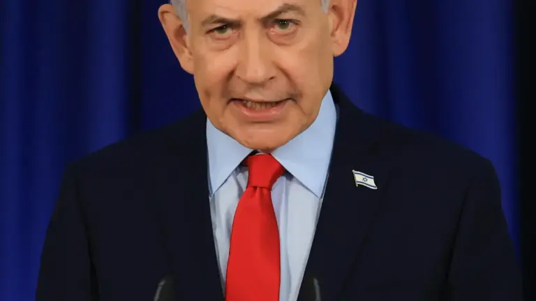 Israeli Prime Minister Benjamin Netanyahu speaks.