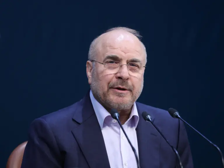 Iranian Parliament Speaker Mohammad Bagher Ghalibaf speaks during a press conference in Tehran, Iran November 27, 2024. Majid Asgaripour/WANA (West Asia News Agency) via REUTERS ATTENTION EDITORS - THIS PICTURE WAS PROVIDED BY A THIRD PARTY